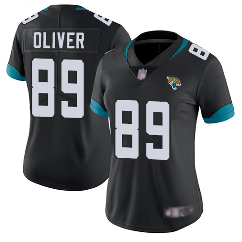 Nike Jacksonville Jaguars #89 Josh Oliver Black Team Color Women Stitched NFL Vapor Untouchable Limited Jersey->women nfl jersey->Women Jersey